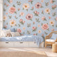 Floral Wall Stickers, Blush Peony Nursery Decor, Watercolour Flower Wall Decals, Girls Kids Room Bedroom Baby Peel and Stick Wall Art