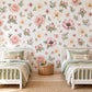 Floral Wall Stickers, Blush Peony Nursery Decor, Watercolour Flower Wall Decals, Girls Kids Room Bedroom Baby Peel and Stick Wall Art