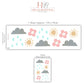 Cloud Sun Wall Stickers, Weather Nursery Decor, Sun Rain Cloud Flower Wall Decals, Gender Neutral Kids Room Peel and Stick Art