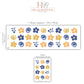 Retro Flower Wall Stickers, Groovy Daisy Nursery Decor, Blue Orange Floral Wall Decals, Kids Room Neutral Peel and Stick Wall Art