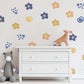 Retro Flower Wall Stickers, Groovy Daisy Nursery Decor, Blue Orange Floral Wall Decals, Kids Room Neutral Peel and Stick Wall Art