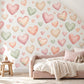 Heart Wall Stickers, Watercolour Heart Nursery Decor, Pink Sage Heart Wall Decals, Kids Room Gender Neutral Baby Peel and Stick Art