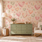 Heart Wall Stickers, Watercolour Heart Nursery Decor, Pink Sage Heart Wall Decals, Kids Room Gender Neutral Baby Peel and Stick Art