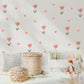 Tulip Wall Stickers, Pink Tulip Heart Nursery Decor, Floral Heart Wall Decals, Girls Kids Room Baby Scandi Peel and Stick Wall Art