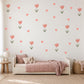 Tulip Wall Stickers, Pink Tulip Heart Nursery Decor, Floral Heart Wall Decals, Girls Kids Room Baby Scandi Peel and Stick Wall Art