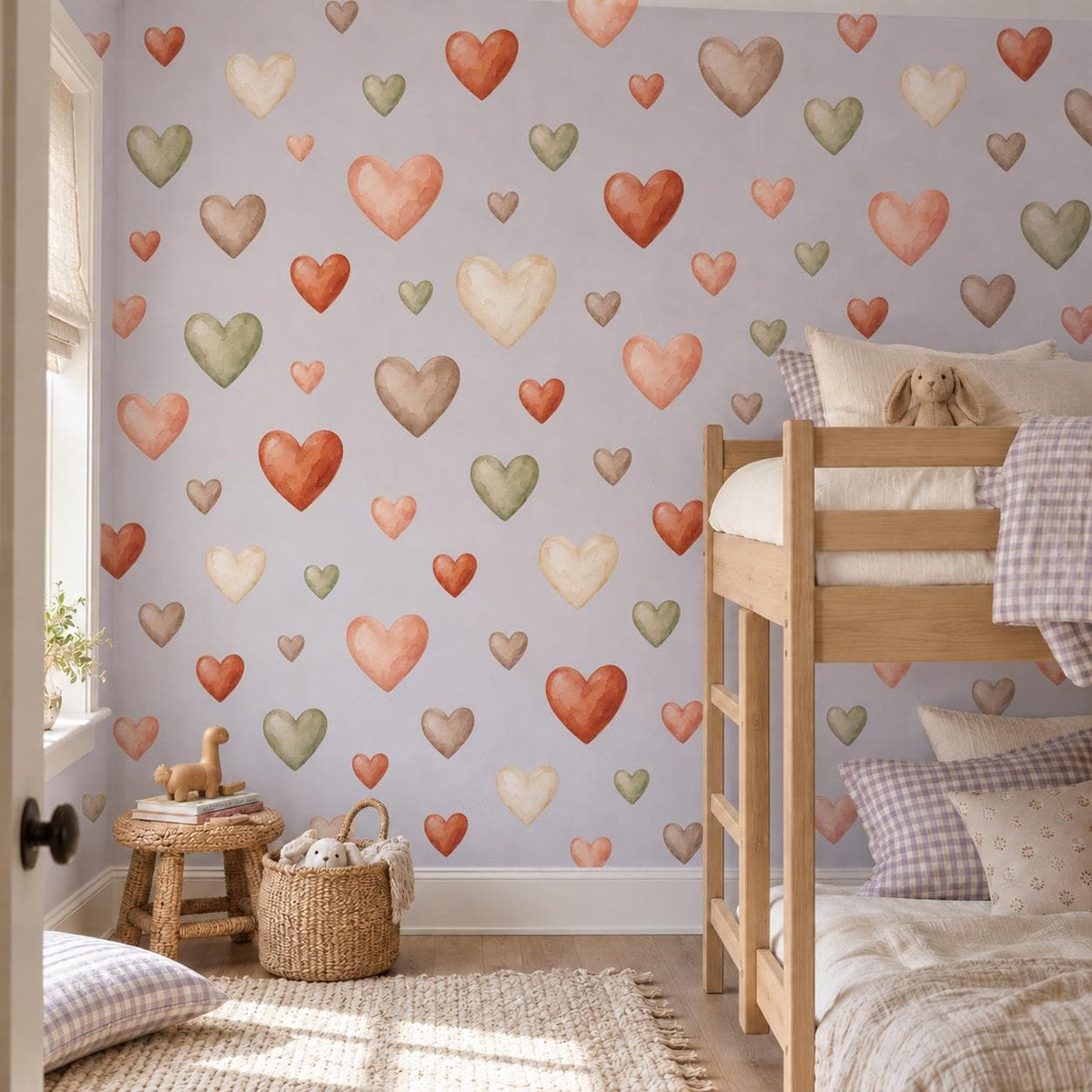 Heart Wall Stickers, Terracotta Heart Nursery Decor, Boho Earthy Heart Wall Decals, Kids Room Gender Neutral Baby Peel and Stick Art