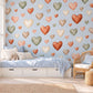 Heart Wall Stickers, Terracotta Heart Nursery Decor, Boho Earthy Heart Wall Decals, Kids Room Gender Neutral Baby Peel and Stick Art