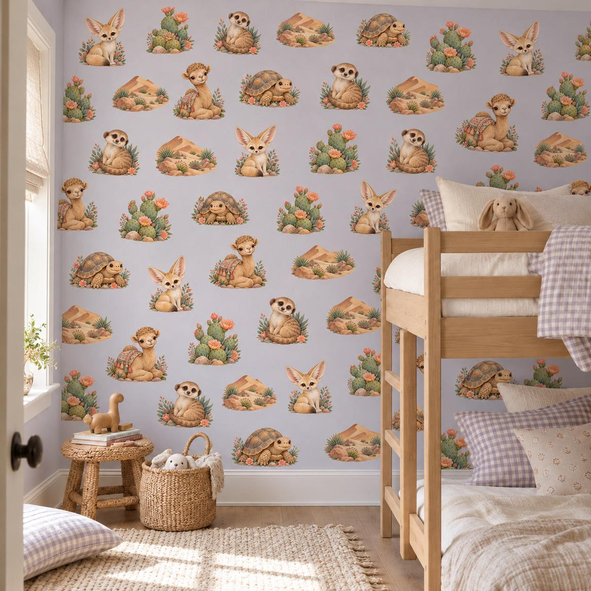 Desert Wall Stickers, Desert Animal Nursery Decor, Camel Meerkat Cactus Wall Decals, Kids Room Gender Neutral Baby Peel and Stick Art
