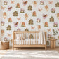 Fairy Wall Stickers, Enchanted Garden Nursery Decor, Butterfly Mushroom Fairy House Wall Decals, Girls Room Peel and Stick Art