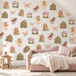 Fairy Wall Stickers, Enchanted Garden Nursery Decor, Butterfly Mushroom Fairy House Wall Decals, Girls Room Peel and Stick Art