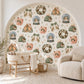 Christmas Wall Stickers, Cozy Winter Nursery Decor, Snow Globe Gingerbread Wreath Wall Decals, Kids Room Festive Peel and Stick Art