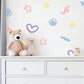 Abstract Wall Stickers, Pastel Doodle Nursery Decor, Heart Star Squiggle Wall Decals, Girls Kids Room Playroom Peel and Stick Art