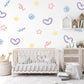 Abstract Wall Stickers, Pastel Doodle Nursery Decor, Heart Star Squiggle Wall Decals, Girls Kids Room Playroom Peel and Stick Art