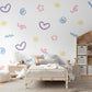 Abstract Wall Stickers, Pastel Doodle Nursery Decor, Heart Star Squiggle Wall Decals, Girls Kids Room Playroom Peel and Stick Art