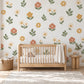 Boho Floral Wall Stickers, Daisy Nursery Decor, Wildflower Wall Decals, Girls Kids Room Sage Green Terracotta Peel and Stick Art