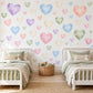 Heart Wall Stickers, Pastel Rainbow Nursery Decor, Watercolour Heart Wall Decals, Kids Room Gender Neutral Peel and Stick Art