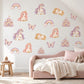 Unicorn Wall Stickers, Rainbow Nursery Decor, Castle Butterfly Wall Decals, Girls Kids Room Pink Purple Magical Peel and Stick Art