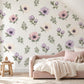 Floral Wall Stickers, Watercolour Anemone Nursery Decor, Purple Flower Eucalyptus Wall Decals, Girls Bedroom Peel and Stick Art