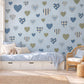 Blue Heart Wall Stickers, Gingham Boys Nursery Decor, Patterned Heart Wall Decals, Kids Room Navy Green Country Peel and Stick Art