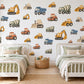 Construction Wall Stickers, Digger Truck Boys Nursery Decor, Excavator Tractor Wall Decals, Kids Room Peel and Stick Wall Art