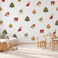 Traditional Christmas Wall Stickers, Nordic Festive Decor, Robin Stocking Snowman Tree Wall Decals, Home Kids Room Peel and Stick Art