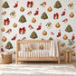 Traditional Christmas Wall Stickers, Nordic Festive Decor, Robin Stocking Snowman Tree Wall Decals, Home Kids Room Peel and Stick Art