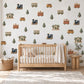 Train Wall Stickers, Woodland Railway Nursery Decor, Steam Train Pine Tree Wall Decals, Boys Kids Room Peel and Stick Wall Art