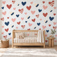 Heart Wall Stickers, Navy Terracotta Nursery Decor, Boho Heart Wall Decals, Girls Kids Room Pink Blue Peel and Stick Wall Art