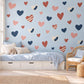 Heart Wall Stickers, Navy Terracotta Nursery Decor, Boho Heart Wall Decals, Girls Kids Room Pink Blue Peel and Stick Wall Art