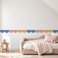 Scallop Wall Border Stickers, Blue Pink Mustard Nursery Decor, Scalloped Wall Decals, Kids Room Playroom Border Peel and Stick Wall Trim