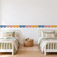 Scallop Wall Border Stickers, Blue Pink Mustard Nursery Decor, Scalloped Wall Decals, Kids Room Playroom Border Peel and Stick Wall Trim