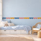 Scallop Wall Border Stickers, Blue Pink Mustard Nursery Decor, Scalloped Wall Decals, Kids Room Playroom Border Peel and Stick Wall Trim