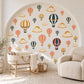 Hot Air Balloon Wall Stickers, Vintage Nursery Decor, Balloon and Cloud Wall Decals, Navy Mustard Coral Kids Room Peel and Stick Wall Art