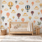 Hot Air Balloon Wall Stickers, Vintage Nursery Decor, Balloon and Cloud Wall Decals, Navy Mustard Coral Kids Room Peel and Stick Wall Art