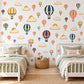Hot Air Balloon Wall Stickers, Vintage Nursery Decor, Balloon and Cloud Wall Decals, Navy Mustard Coral Kids Room Peel and Stick Wall Art