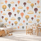 Hot Air Balloon Wall Stickers, Vintage Nursery Decor, Balloon and Cloud Wall Decals, Navy Mustard Coral Kids Room Peel and Stick Wall Art