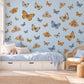 Butterfly Wall Stickers, Vintage Moth Nursery Decor, Botanical Butterfly Wall Decals, Girls Kids Room Blue Ochre Peel and Stick Wall Art