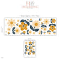 Daisy Wall Stickers, Mustard Navy Flower Nursery Decor, Folk Floral Wall Decals, Boho Girls Kids Room Yellow Peel and Stick Wall Art