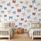 Bow Wall Stickers, Ribbon Nursery Decor, Blue Rust Cream Bow Wall Decals, Coquette Girls Kids Room Boho Peel and Stick Wall Art