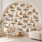 Safari Wall Stickers, Jungle Animal Nursery Decor, Giraffe Elephant Lion Zebra Wall Decals, Neutral Kids Room Peel and Stick Wall Art