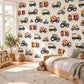 Truck Wall Stickers, Vehicle Nursery Decor, Fire Engine Tractor Tow Truck Wall Decals, Boys Kids Room Transport Peel and Stick Wall Art