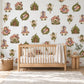 Garden Fairy Wall Stickers, Sage Mauve Fairy Nursery Decor, Toadstool Fairy House Wall Decals, Girls Room Woodland Peel and Stick Wall Art