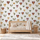 Heart Wall Stickers, Burgundy Sage Mustard Nursery Decor, Geometric Folded Heart Wall Decals, Boho Kids Room Peel and Stick Wall Art