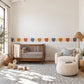 Scallop Wall Border Stickers, Rainbow Arch Nursery Decor, Blue Rust Mustard Wall Decals, Kids Room Playroom Border Peel and Stick Wall Trim