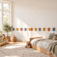 Scallop Wall Border Stickers, Rainbow Arch Nursery Decor, Blue Rust Mustard Wall Decals, Kids Room Playroom Border Peel and Stick Wall Trim