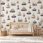 Boat Wall Stickers, Nautical Nursery Decor, Lighthouse Sailboat Tugboat Wall Decals, Boys Kids Room Harbour Peel and Stick Wall Art