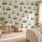 Boat Wall Stickers, Nautical Nursery Decor, Lighthouse Sailboat Tugboat Wall Decals, Boys Kids Room Harbour Peel and Stick Wall Art