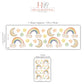 Rainbow Wall Stickers, Moon Star Cloud Nursery Decor, Pastel Rainbow Wall Decals, Gender Neutral Kids Room Baby Peel and Stick Art