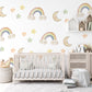 Rainbow Wall Stickers, Moon Star Cloud Nursery Decor, Pastel Rainbow Wall Decals, Gender Neutral Kids Room Baby Peel and Stick Art