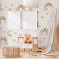 Rainbow Wall Stickers, Moon Star Cloud Nursery Decor, Pastel Rainbow Wall Decals, Gender Neutral Kids Room Baby Peel and Stick Art